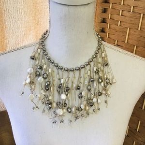 CHICOS beaded cascade faux pearl necklace